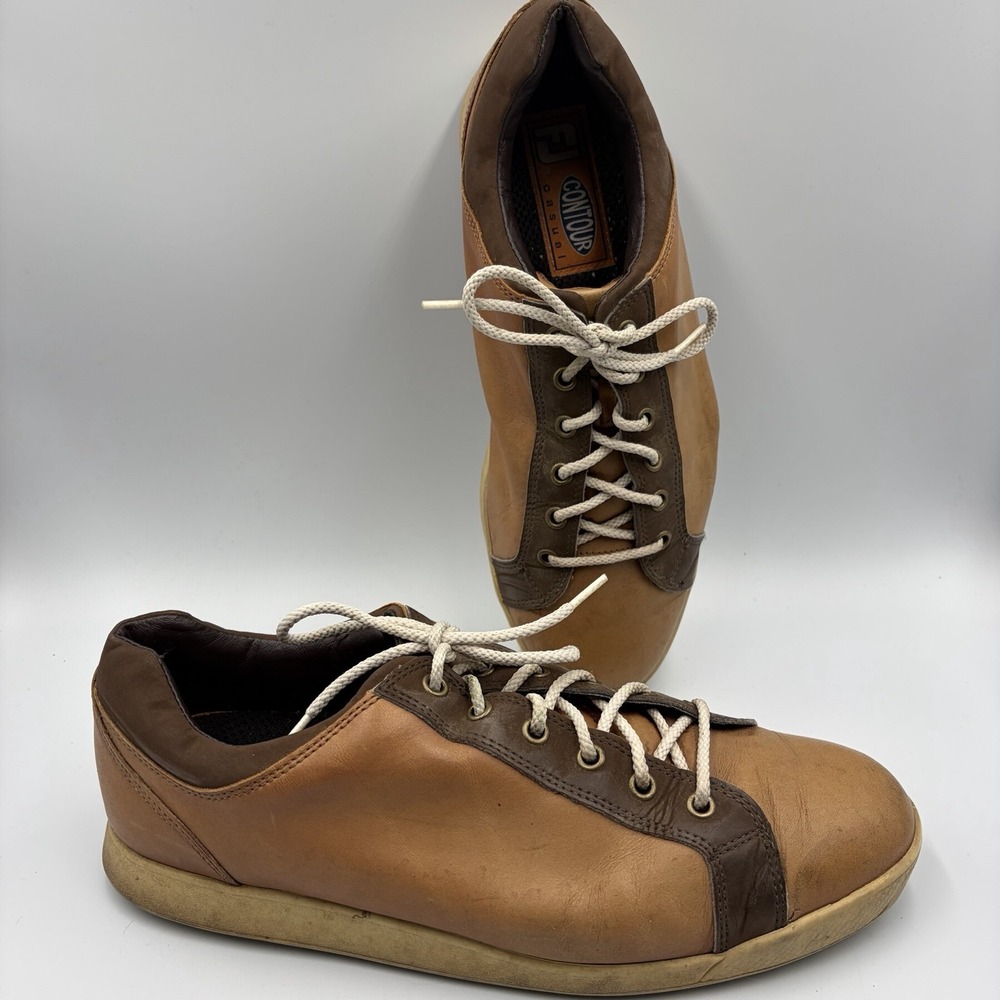 Footjoy Contour Golf Shoes Brown Leather Lace Up Shoes Mens Sz 11 M Spikeless